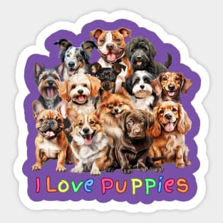 I Love Puppies Sticker